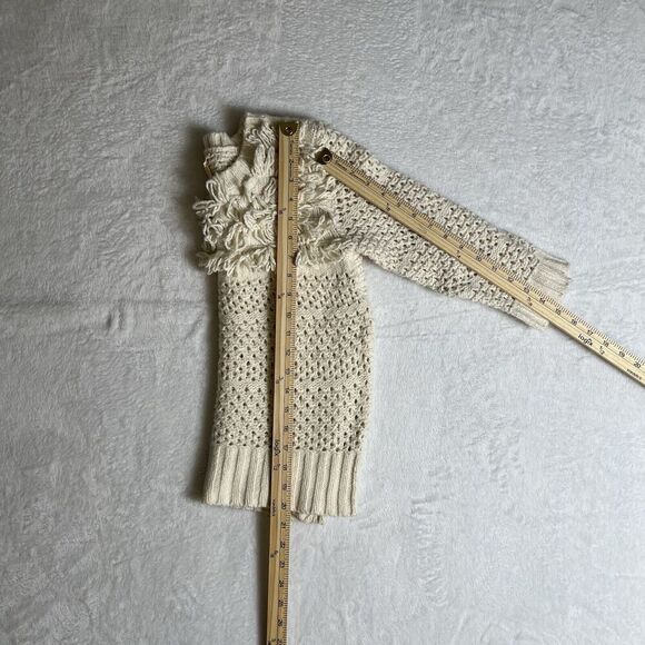 Far Away From Close Women's Crochet Angora Blend Sweater Shirt Size S Cream Boho - Picture 7 of 8
